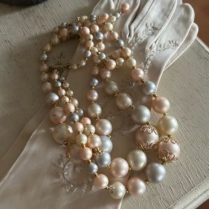 Triple Strand Pearl Statement Necklace